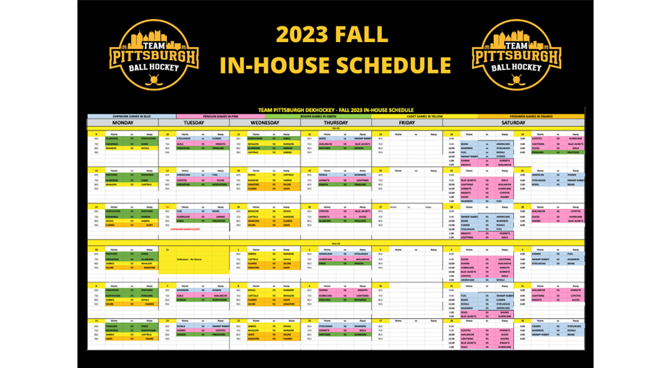 2023 FALL IN-HOUSE SCHEDULE